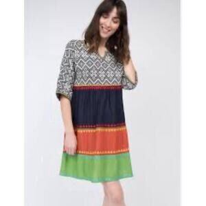 Uncle Frank Anthropologie L Dress Bohemian Embroidered Layer Me In Color